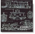 Timeless Treasures - Vintage Train Drawings in Black and White - trains-c5914